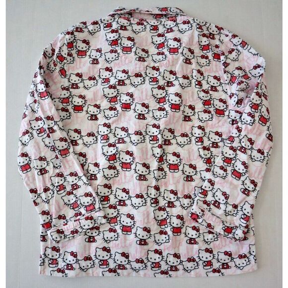 Pottery Barn Teen Sz L White Hello Kitty Organic Cotton Flannel Pajama Set - Picture 7 of 14